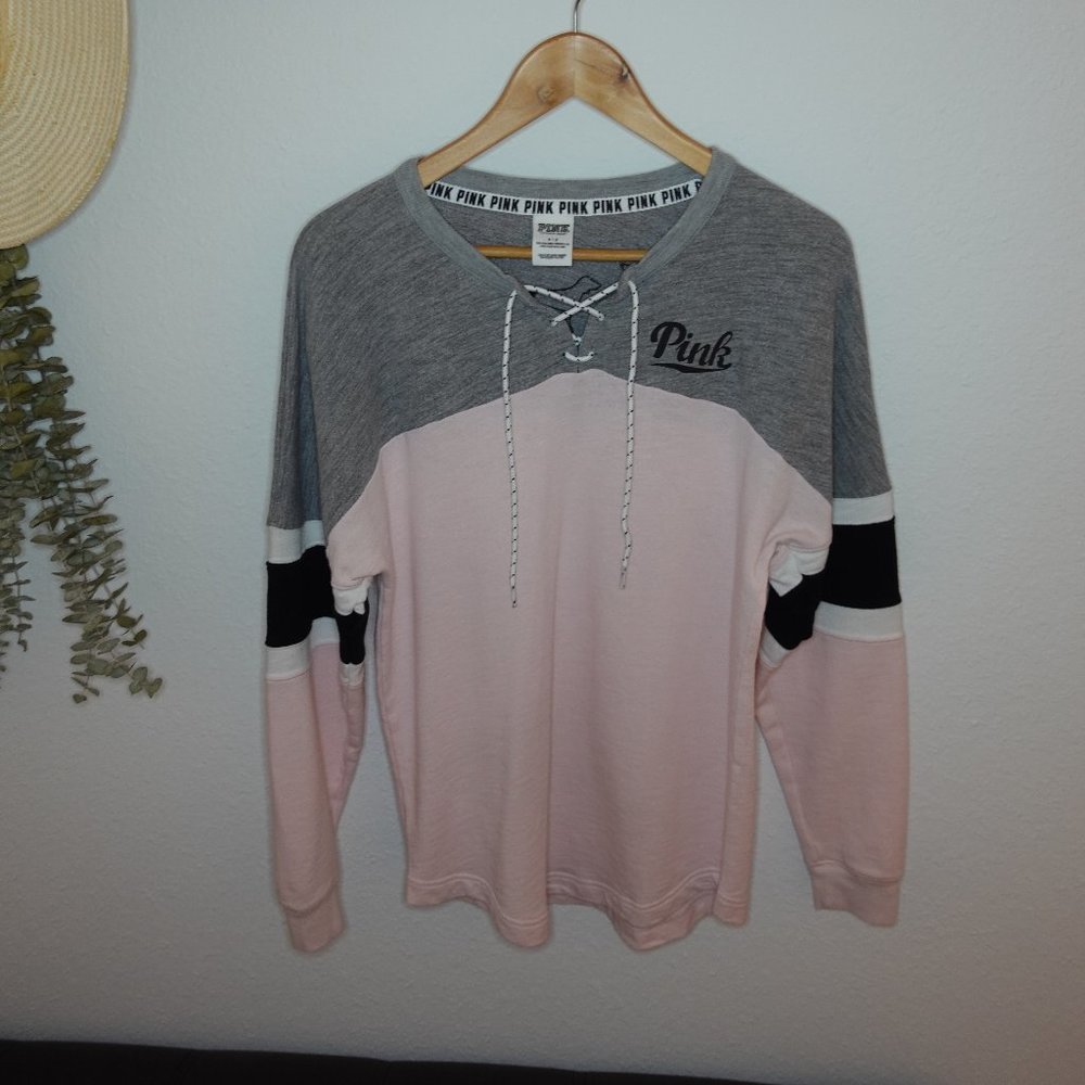VICTORIA'S SECRET- PINK- Lace up Sweater